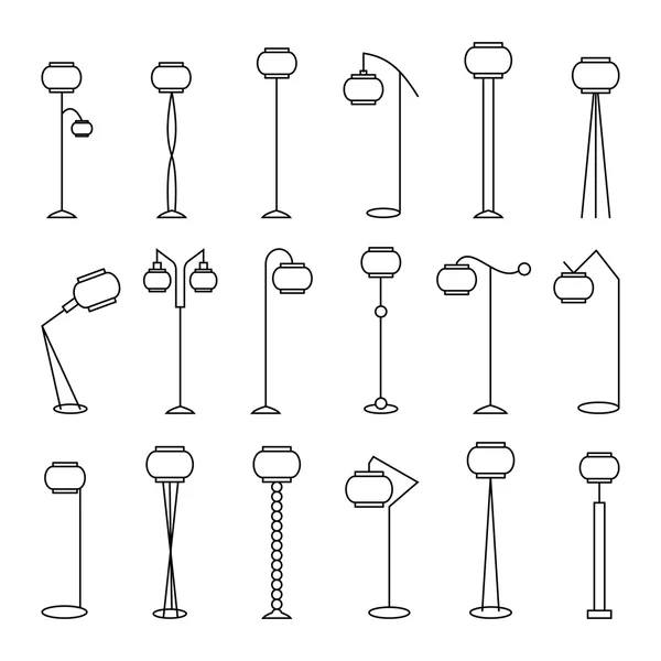 개요 바닥 램프 세트 — 스톡 벡터