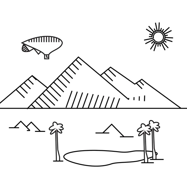 Görüntü anahat aerostat, ağaç, dağ