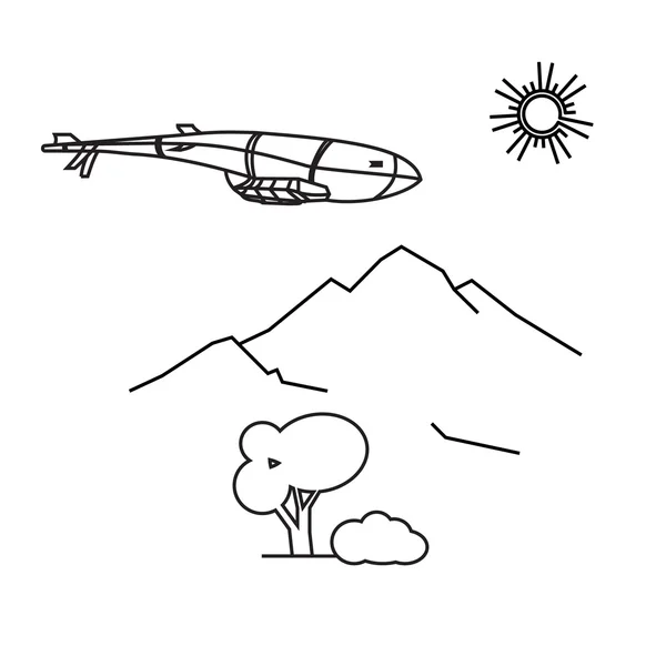 Görüntü anahat aerostat, ağaç, dağ