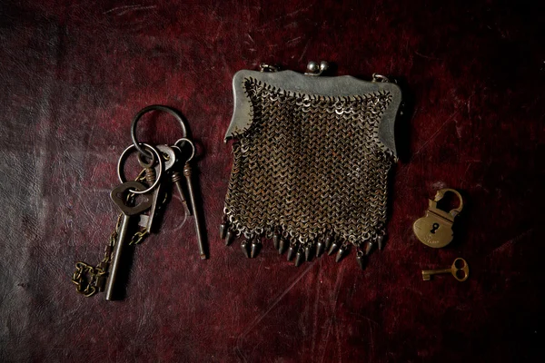 Staré klíče a zámku — Stock fotografie