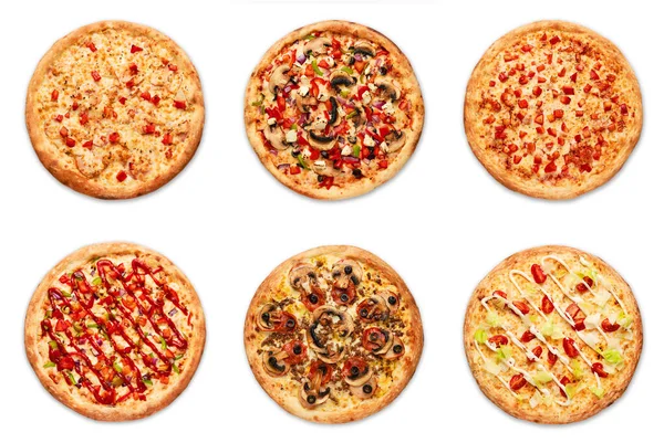 Different Pizza White Background High Quality Photo — Stock Photo, Image