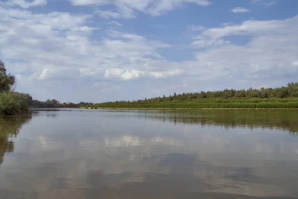 Vista Del Río Ural Que Fluye Región Oeste Kazajstán Foto — Foto de Stock