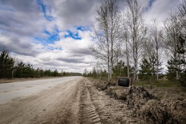 Eski analog atılan televizyon ormanda ayarla