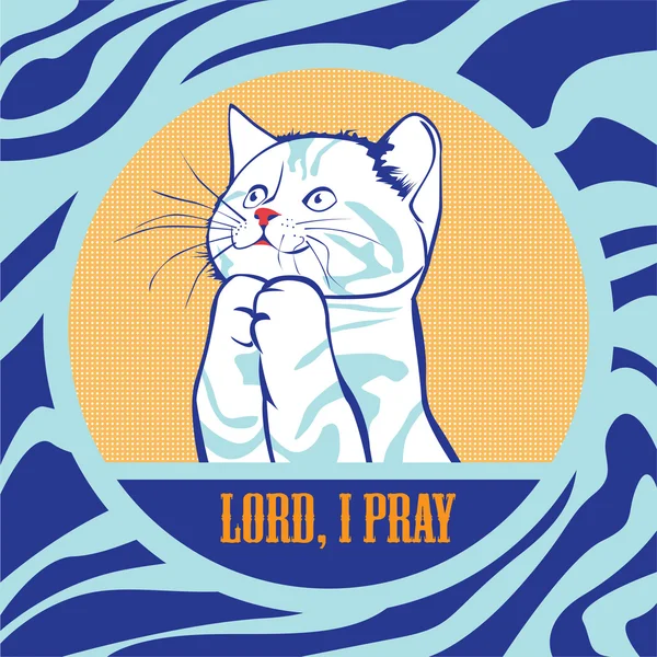 Γάτα γελοιογραφία προσεύχεται — Διανυσματικό Αρχείο