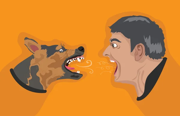 Kızgın köpek kızgın adam — Stok Vektör
