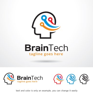 Brain Tech Logo Şablon Tasarım Vektörü