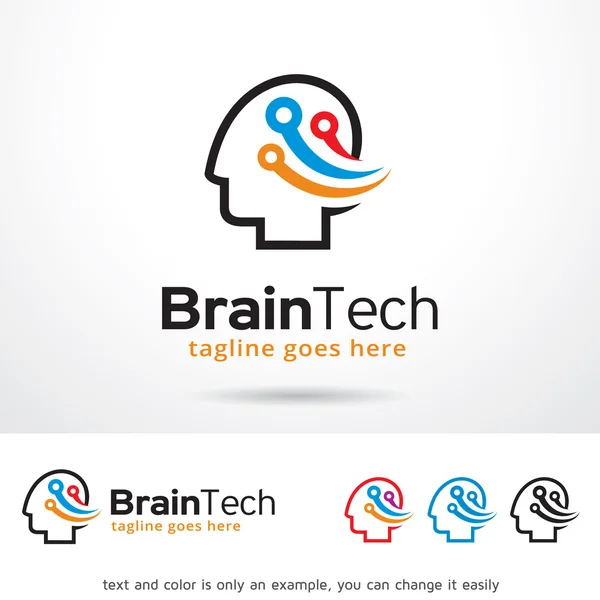 Brain Tech Logo Şablon Tasarım Vektörü — Stok Vektör