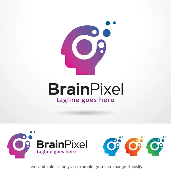 Vector de diseño de plantilla de logotipo de píxel cerebral — Vector de stock