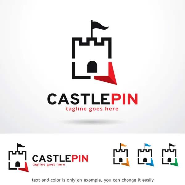 Castelo Pin Logo Template Design Vector —  Vetores de Stock