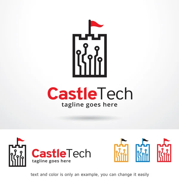 Castelo Tech Logo Template Design Vector —  Vetores de Stock