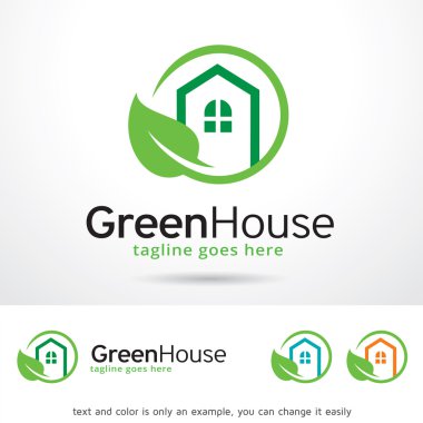 yeşil ev logosu şablon tasarım vektörü
