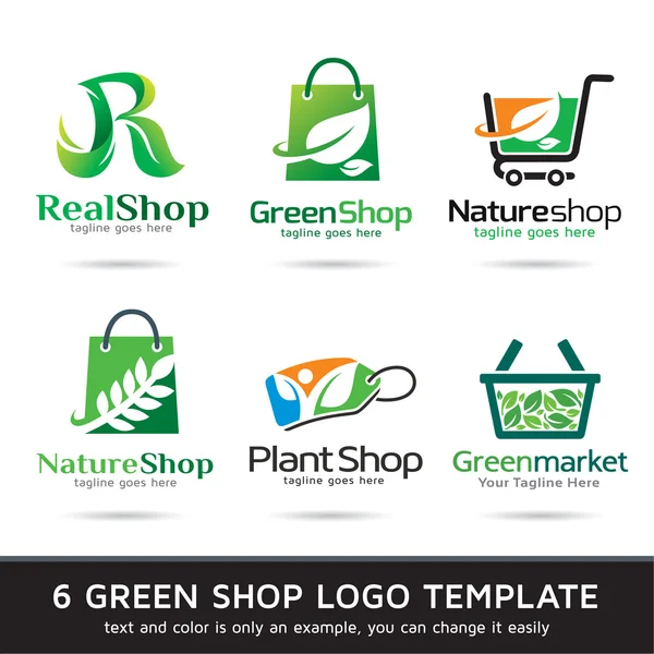 グリーン ショップのロゴのテンプレート デザインのベクトル — ストックベクタ