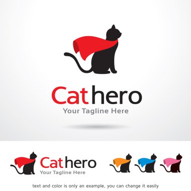 Kedi kahraman Logo şablonu tasarlamak vektör