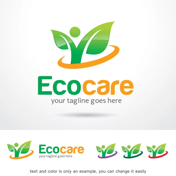 Eco Care Logo Plantilla Diseño Vector — Vector de stock