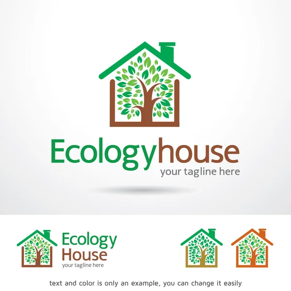 Ecología Casa Logo Plantilla Diseño Vector — Vector de stock