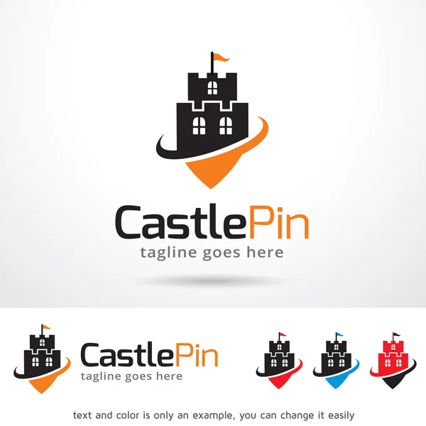 Castelo Pin Logo Template Design Vector — Vetor de Stock