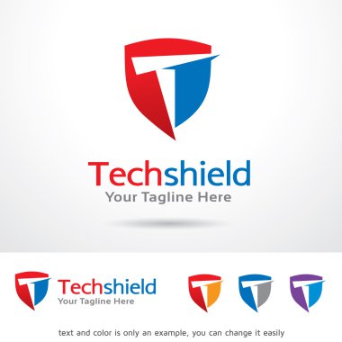 Techshield mektup T Logo şablonu tasarlamak vektör