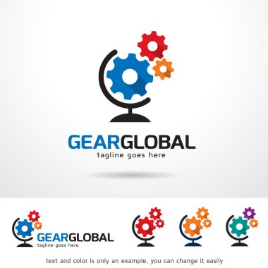 Dişli küresel Logo şablonu tasarlamak vektör