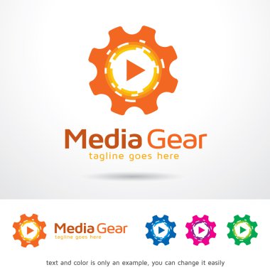 Dişli medya Logo şablonu tasarlamak vektör