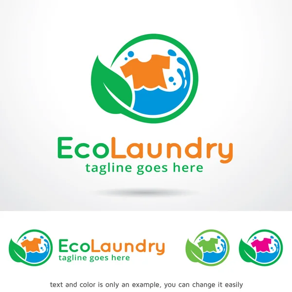 Eco lavanderia logotipo modelo Design Vector — Vetor de Stock