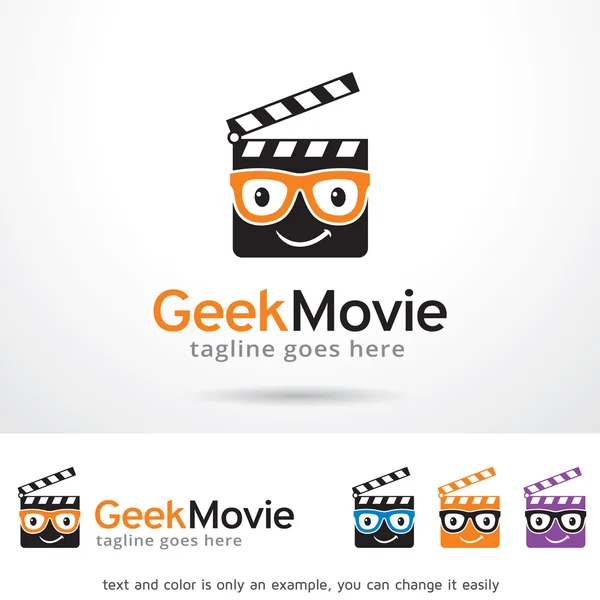 Geek película logotipo plantilla diseño vector — Vector de stock