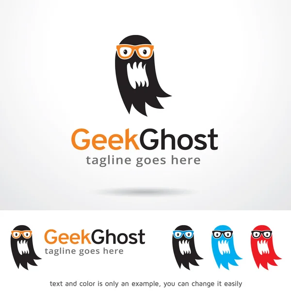 Geek Ghost Logo Plantilla Diseño Vector — Vector de stock