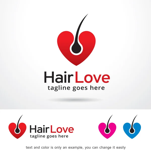 Saç aşk Logo şablonu tasarlamak vektör — Stok Vektör