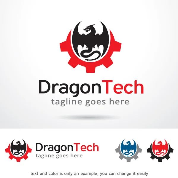 Dragón Tech Logo Plantilla Diseño Vector — Vector de stock