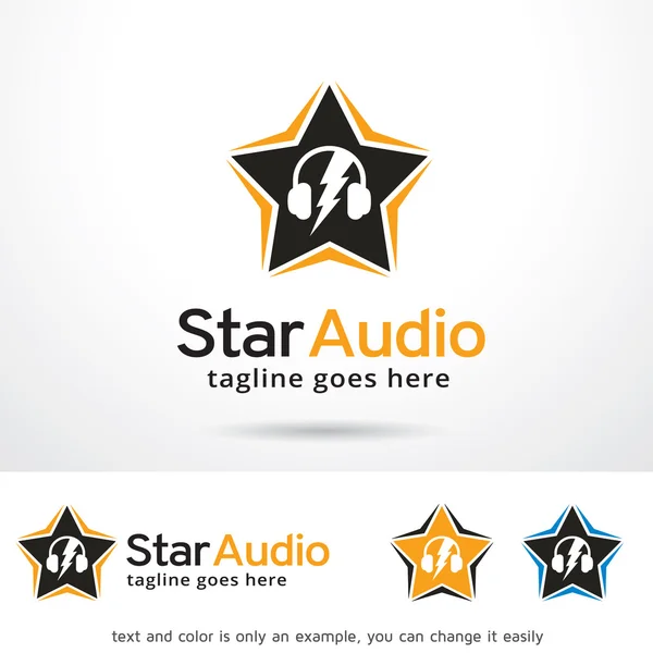 Diseño de plantilla de logotipo de audio estrella — Vector de stock