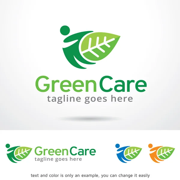 Green Care Logo Template Design — Διανυσματικό Αρχείο