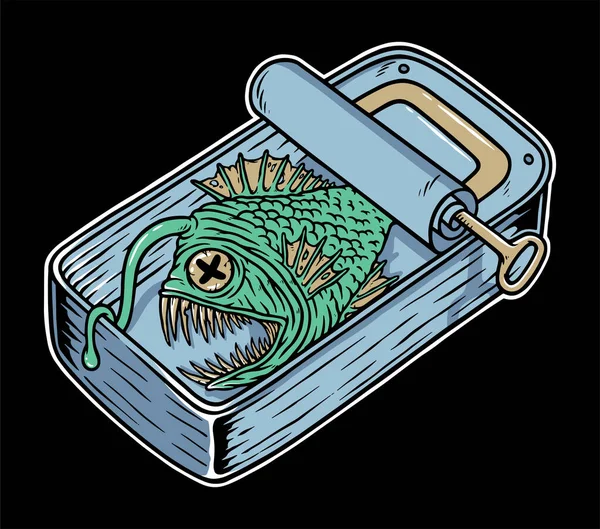 Peces Fantasma Una Ilustración Lata — Vector de stock