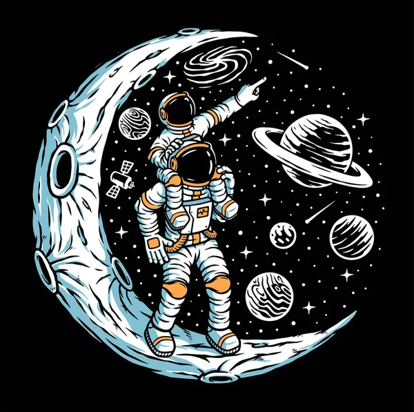 Astronauta Hijo Luna Ilustración — Archivo Imágenes Vectoriales