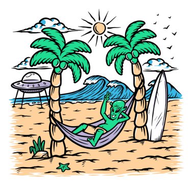 Sahilde uzaylı serinlemesi