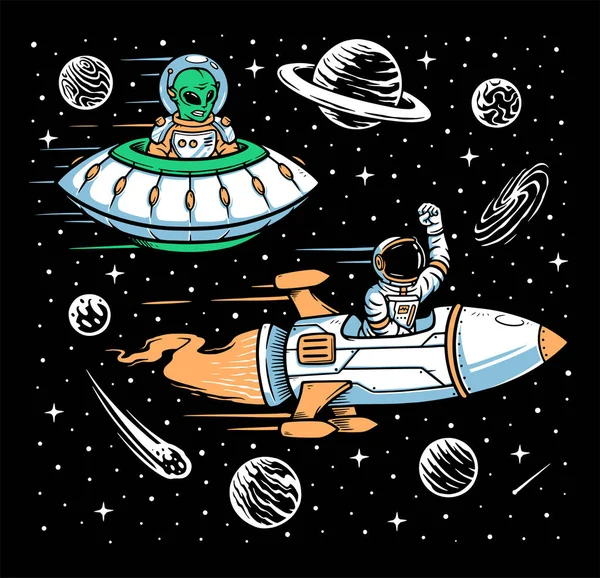 Astronauta Obca Rasa Ilustracja — Wektor stockowy