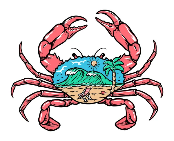 Beach View Crab — Stock Vector