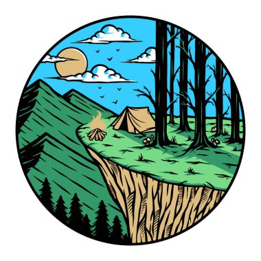 Dağın tepesinde kamp kuruyorum.