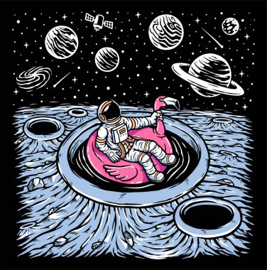 Astronot gezegende donuyor.