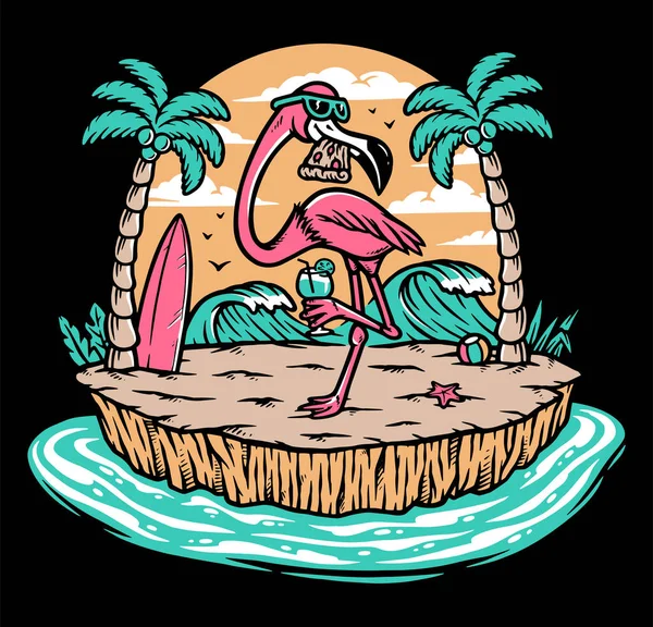 Schöner Flamingo Strand — Stockvektor