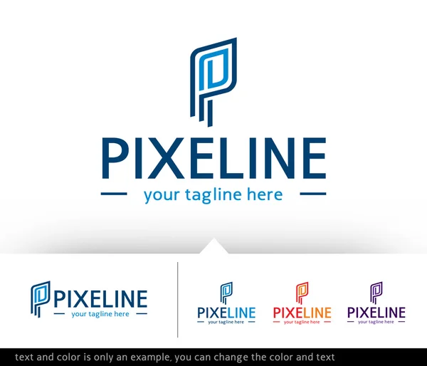 Pixeline harf P Logo şablonu tasarlamak vektör