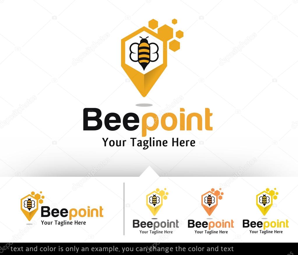 Bee Point Locator Logo Template Design Vector
