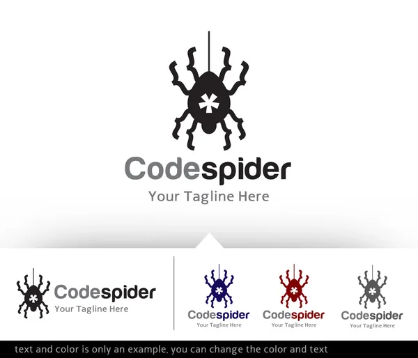 Código Spider Logo Plantilla Diseño Vector — Vector de stock