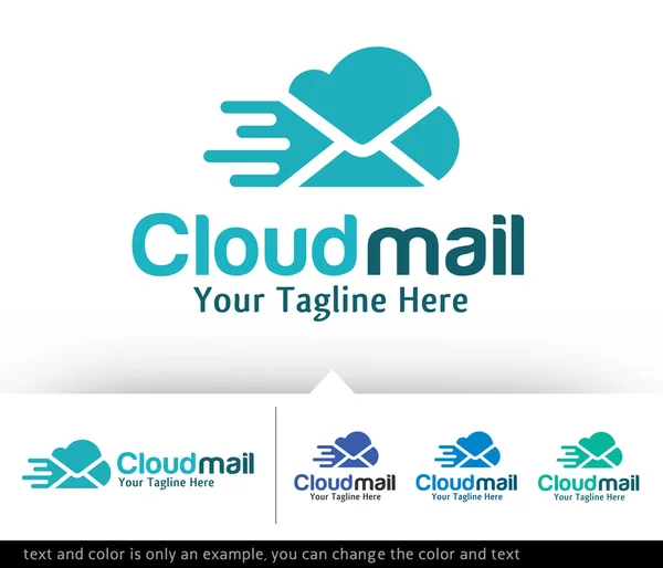 Vector de diseño de plantilla de logotipo de correo en la nube — Archivo Imágenes Vectoriales