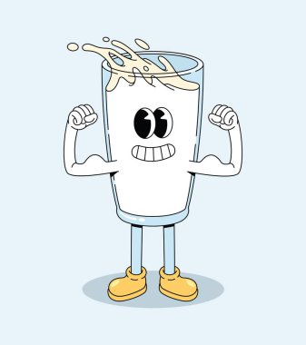 milk strong groovy cartoon illustration