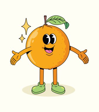 orange open hand groovy cartoon illustration