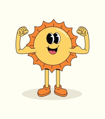 sun strong groovy cartoon illustration