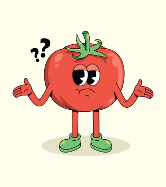 tomato confused groovy cartoon illustration