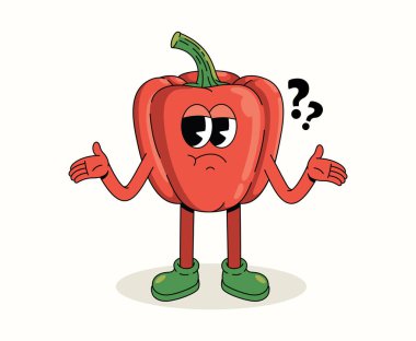 Doldurulmuş biber kafası karışık karakter modası çizgi film illüstrasyonu