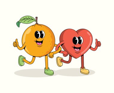 Aşk ve turuncu karakter çizgi film çizimleri