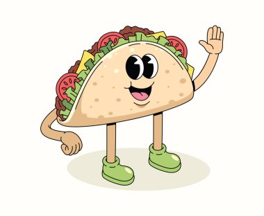 Taco karakteri harika çizgi film illüstrasyonu