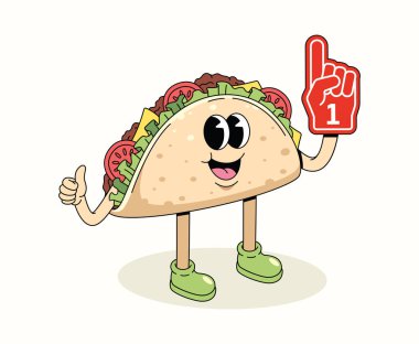 Taco köpüklü el karakteri çizgi film çizimi